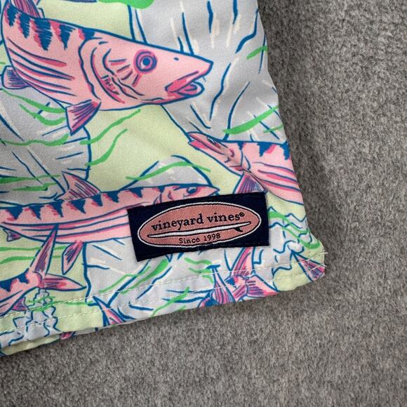 Vineyard Vines Printed Chappy Swim Trunks Boys Medium (12/14) Drawstring Blue - Picture 2 of 7